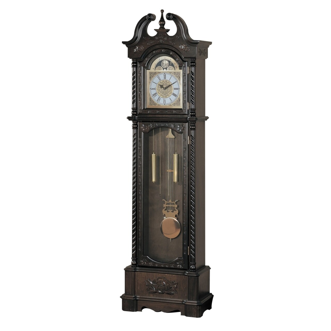 Coaster Aesthetically Charmed Wooden Grandfather Clock, Brown- Saltoro Sherpi